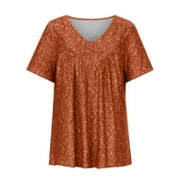 Ženski ljetni vrhovi plus veličine kratkih rukava V-izrez za bluzu za bluzu od pulover kratkih rukava majice