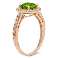 CT sjajan okrugli rez Clear Simulirani dijamant 18k 18K ružičasto zlato halo pasijans sa accentima prsten