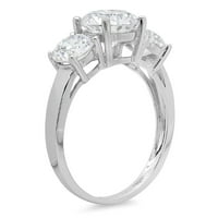 3. CT sjajan okrugli rez pravi prirodni dijamant VS1-VS G-H 14k bijelo zlato Tro-kamena Obećaj vjenčanja