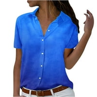 Dugme Up Košulje Žene Kratki rukav Trendi gradijentna boja Plus Veličina Ovratni vrhovi Ljetna casual havajska bluza