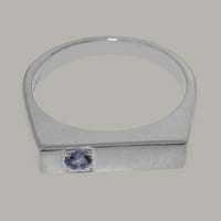 Britanci izrađeni čvrsti 9K bijeli zlatni prsten sa prirodnim tanzanite muškim prstenom - Opcije veličine - Veličina 9,75