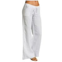 Ichuanyi ženske hlače, ženske ležerne čvrste pamučne posteljine elastične strukske vučne hlače za vuče