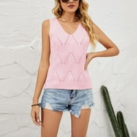 Ljetna bluza Ženska modna solidna boja Halter TOP ICE svilene pletene plaže Vest Ladies Top Pink XL