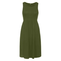 Cuoff Ljetne haljine za žene Ležerne prilike pune boje na plaži Vest labavo bez rukava naletana haljina vojska zelena s