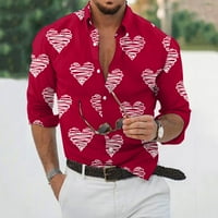 Dizajnerski proljetni ljetni muški povremeni 3D Halloween Tipka Havajska košulja bluza s dugim rukavima crvena xl