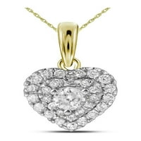 14KT Žuta zlatna žena Okrugli dijamant Modni privjesak za srce CTTW