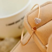 SKPBlutn narukvice za žene djevojke korejski nakit puni dijamantski otvor zlatni dvostruki srčani narukvici