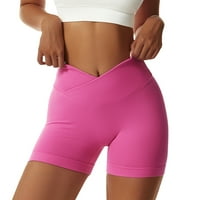 Ženske ljetne mršave kratke hlače Čvrsta boja elastični bend crossover struk sportske kratke hlače