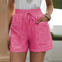 Ženske vučne kratke hlače za elastične kratke hlače Ležerne ljetne udobne kratke hlače široka noga pamuk kratki sa džepovima vruća ružičasta L
