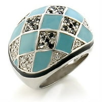 Luxe nakit dizajnira ženski plavi rodirani prsten sa mlaznim crnim kubičnim cirkonijom - veličina (pakovanje