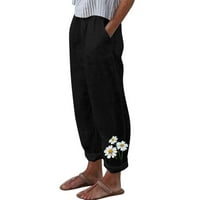Eguiwyn obrezirane hlače za žene ured za žene kapri hlače sa džepovima širok ležerni za noge, lagani