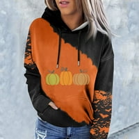 Ženske dukseve APEPAL-a Duksevi odjeću Teen Girl Casual pulover sa džepovima Halloween Narančasta m