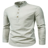 Avamo Ležerne košulje Henley za muške dječake Proljeće Zimska jesen postolje ovratnik dugih rukava Top čvrsta majica Vintage gumba Bluza