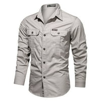 Labakihah majica za muškarce mužjak jesen zima Soild Color Cotton Jednokrevetni dvostruki džep dugih