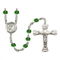St. Philip Apostol srebrne krunice može zelena vatra polirana perle od krucififi veličine medaljine