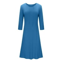 Hinvhai Haljine za žensko čišćenje, žene slim fit udobne gumb V-izrez pune boje haljine plave 10