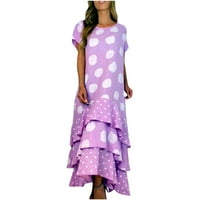 Haljine Viadha za ženske ležerne boemske ljetne kratkih rukava val tačke meke udobne duge haljine