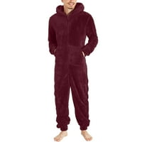 Mens pidžama set Fleece Jedan nožni pidžami plišani patentni patentni patentni zatvarač dukserica zimska