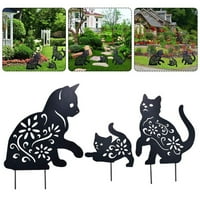 Set Cat Yard Art Akril Crna mačka Vrt Na otvorenom Dekoracija Ograda Životinjska silueta