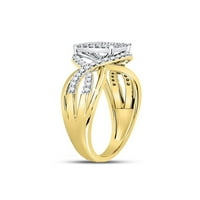 Jewels 10kt Žuto zlato Žene Okrugli dijamantni pravokutnik Twist Klup prsten CTTW veličine 7,5