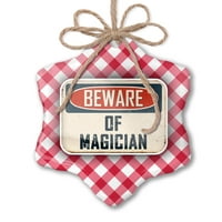 Božićni ukras pazite na mađioničar vintage smiješan znak crveni plaid neonblond