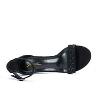 Zhabtuc Žene Ležerne prilike Chunky Heels Sandale Open TOE gležnjač kanta blok peta maturalne cipele za partiju crna veličina 9