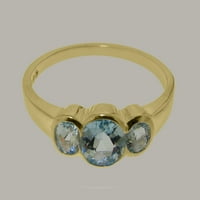 Britanci napravio 9k žuto zlatni prsten sa prirodnim prstenom za angažman akvamarine - Opcije veličine