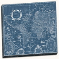 Popularni povijesni nacrt mape svijeta; Jedna 18x12IN ručno rastegnuta platna