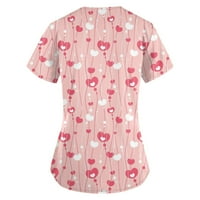Majica za Valentinovo za ženske ležerne poklone tunike Vrhovi vole srce Grafički kratki rukav Radni
