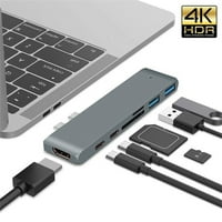Wmkox8yii Double USB -Type-C do 4K HDMI USB 3. SD TF CARD čitač tipa C u čvorištu