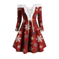 Forestyashe haljine žene vintage casual snijeg snijeg snijeg s dugih rukava s ramena labave haljine