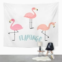 Pink Graphic Flamingo Images Blue Beautiful Bird Cartoon Color Wall Art Viseći tapiserija Domaći dekor