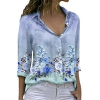 Pupkoer ženske gradijentne cvjetne košulje s dugim rukavima s dugim rukavima za bluzu Ljetni casual