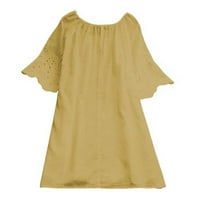 Ženske majice Žuta žena V izrez majica Ženska čvrsta boja V izrez čipka za izrez Up labava bluza xxxl
