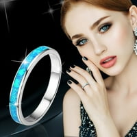Keusn Muns Tungsten Vjenčani prstenovi Kreirani-Opal Inlay Vjenčane trake za žene Modni nakit Angažovanje vjenčanih poklona prstenovi