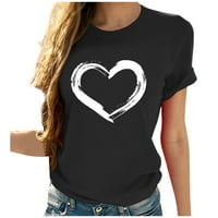 Žene kratkih rukava O-izrez O-izrez za ispis u obliku srca Ležerne prilike bluza Majica Workout košulja