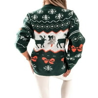 Žene ružne božićne džempere dugih rukava posada vrata za jelene pahulje Pleteni džemper pulover