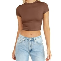 Košulje za žene Grafičke majice Trendy Ljeto kratki rukav Slatka usjeva Casual Basic CrewNeck Slim Fit