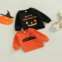 Eyicmarn Kid Baby Pulover dugih rukava, Halloween Pismom tiskani okrugli vrat Pumpkin uzorak, povremeni jednostavni stil majica