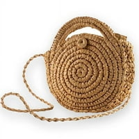 Liyucwill okrugla slamska torba za križanje tkanja Torba na rame Ljetna plaža torbica za žene