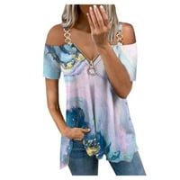 Top bluza za ženske pamučne V-izrezom na otvorenom modna kauzalna majica