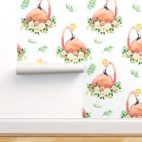 Peel & Stick pozadina 3ft 2ft - Floral Flamingo Besplatno ružičasto cvijeće Djevojka Coral Tropska egzotična