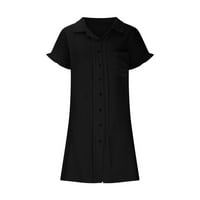Plaža Maxi haljina Vintage majica haljina haljina Srednja duljina kratkih rukava Čvrsta crna m