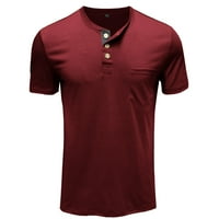Košulje za vježbanje Odeerbi za muškarce Dugme-up majica Kratki rukav Top Basic Baš čvrsta bluza Burgundija