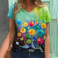 Olyven Save Big Ljetne T majice za žene Comfy Trendy Fashion Dame Bluza Floral Print Sexy V izrez Loose