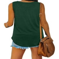 Eleluny Women Loose Print prsluk vrpca za majicu bez rukava Tunika Ležerna bluza Army Green S
