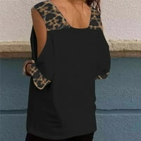Ženski vrhovi plus veličina Grafički tees Casual Solid Leopard Print kratki rukav V-izrez hladan ramena