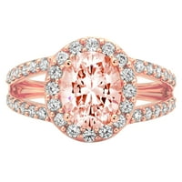 2.78CT ovalni rez ružičasti simulirani dijamant 18K 18K Gold Gold Anniverment Halo prsten veličine 4,25