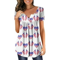 Ženske vrhove bluza Žene kratki rukav modni grafički grafički otisci Summer V-izrez T-majice Tunic TEE