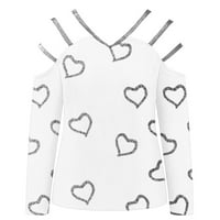 Košulje za žene Ležerne prilike za ispisano srce V Vrat sa ramena dugih rukava majica s dugim rukavima